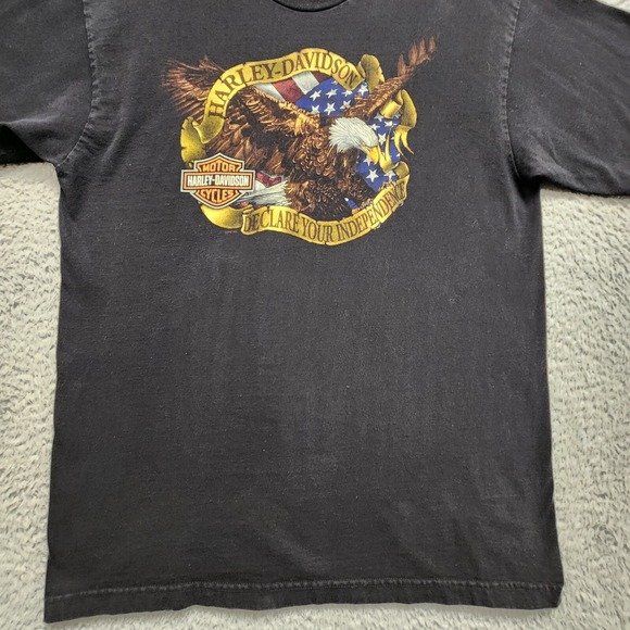 Harley Davidson Shirt Mens Large Black Declare Your Independence Eagle Iowa READ - Picture 5 of 12